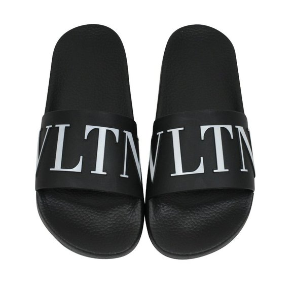 Valentino Garavani Men's Black White VLTN Logo Sandals Slide Flip Flops EU40 US7 - Picture 2 of 10